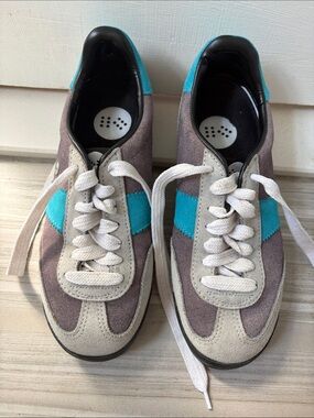 BOTAS 66 Women’s Suede Casual Sneakers in Gray and Turquoise